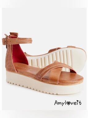 Bed Stu Carroll Platform Ankle Strap Leather Sandals
